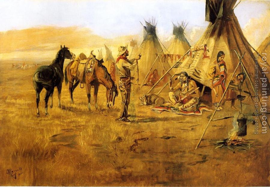 Charles Marion Russell : Cowboy Bargaining for an Indian Girl